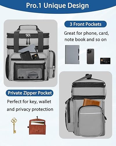 Miniatura 2 de Lonchera térmica versátil para hombres y mujeres, lonchera grande para adultos, turnos de trabajo, viajes al aire libre, color gris, 15L