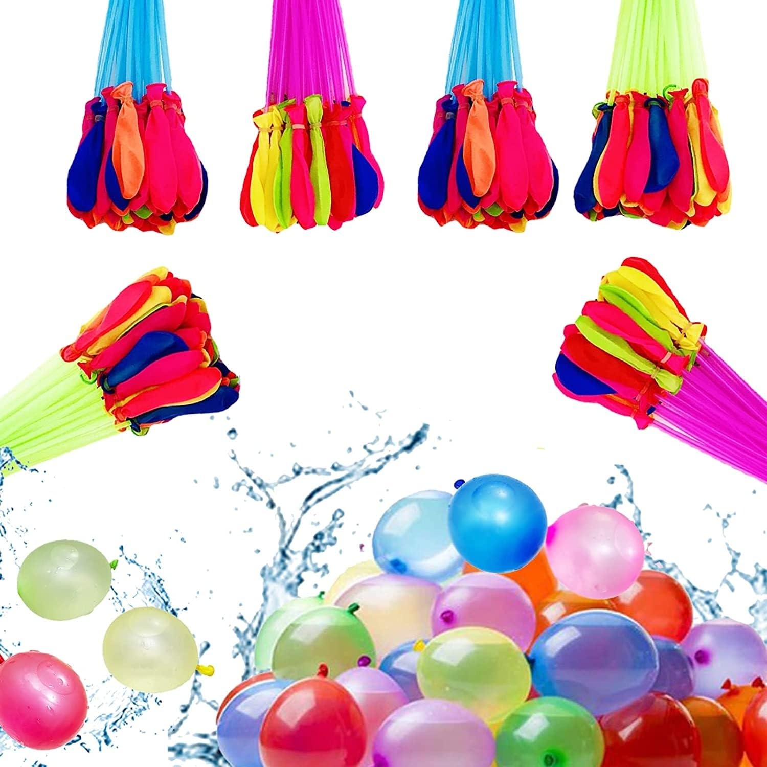Mumoo Bear waterballoon-222 Pcs Water Balloons For Kids,6 Bouquets 37 Bombs Each,Water Self Sealing Quick Fill,Water Kids Sealing,No More Tedious Filling and Knotting