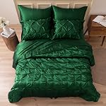 MR&HM Satin Comforter Queen 7 Pieces - Luxurious Pinch Pleat Bedding Set with Comforter, Flat Sheet, Fitted Sheet, Pillowcases & Shams, Super Silky Soft Bed Set for All Season (Queen, Ivory)