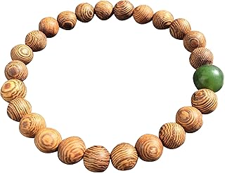 Mens Wood Beads Bracelet, Senna Siamea wood Bead Bracelet, Yoga, Mala Bracelet, Couple Bracelet, Nephrite Jade Bracelet, Father's Day Gift