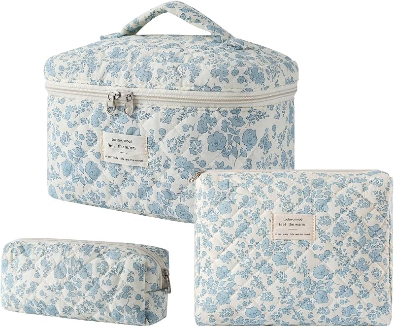Necessaire de maquiagem acolchoada para viagem uekeboag, 25,4 x 15,24 x 13,97 cm