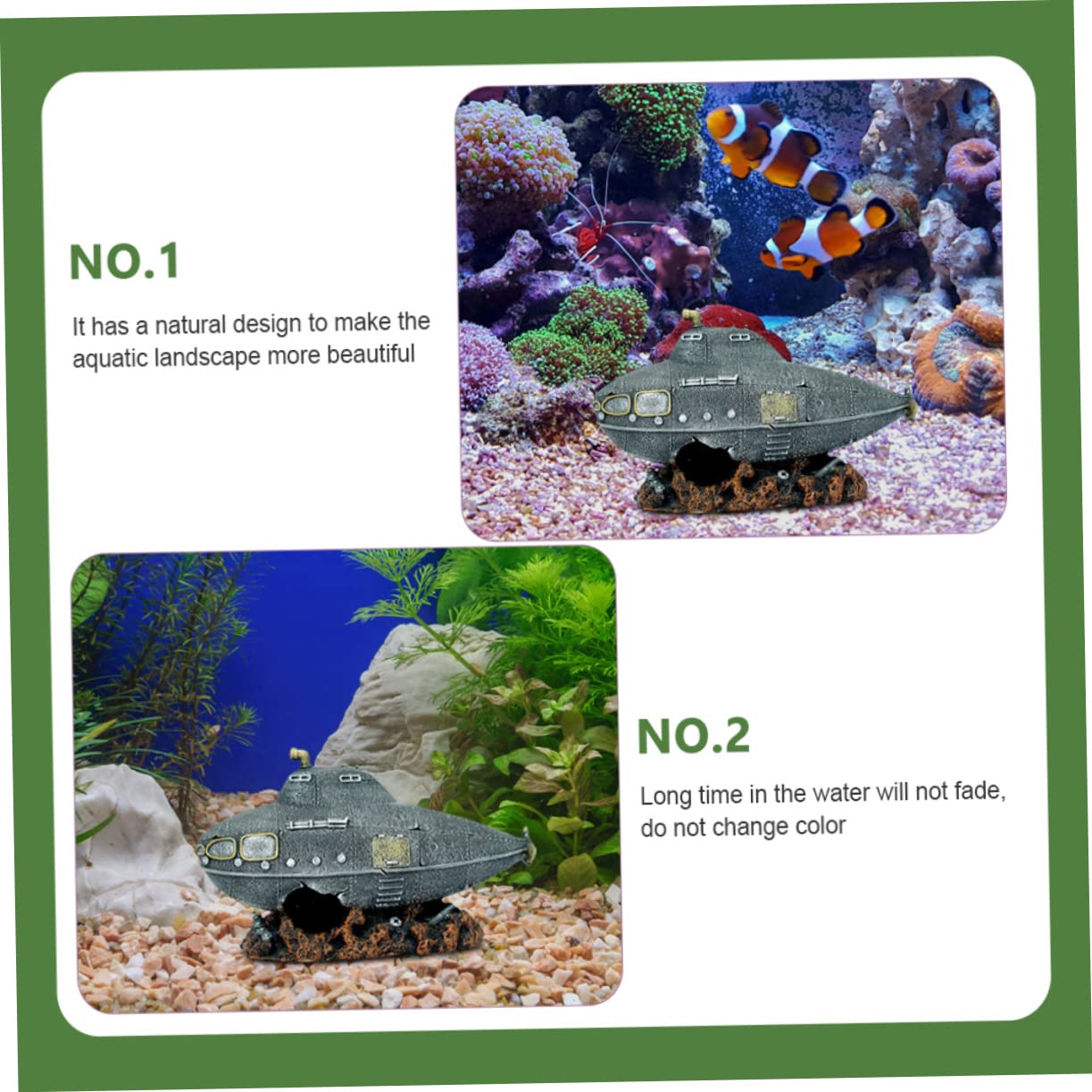 SUPVOX 2 Pezzi Arredamento Dell'acquario Dei Cartoni Animati Acquario Sottomarino Arredamento Grotta Acquario Decorazione Del Paesaggio Del Serbatoio Di Pesce Naufragio Resina Grey