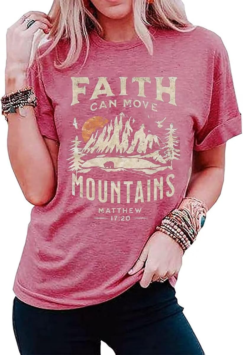Camisa de sol y montaña para mujer camping senderismo camisa pino gráfico camisetas naturaleza casual manga corta camisa