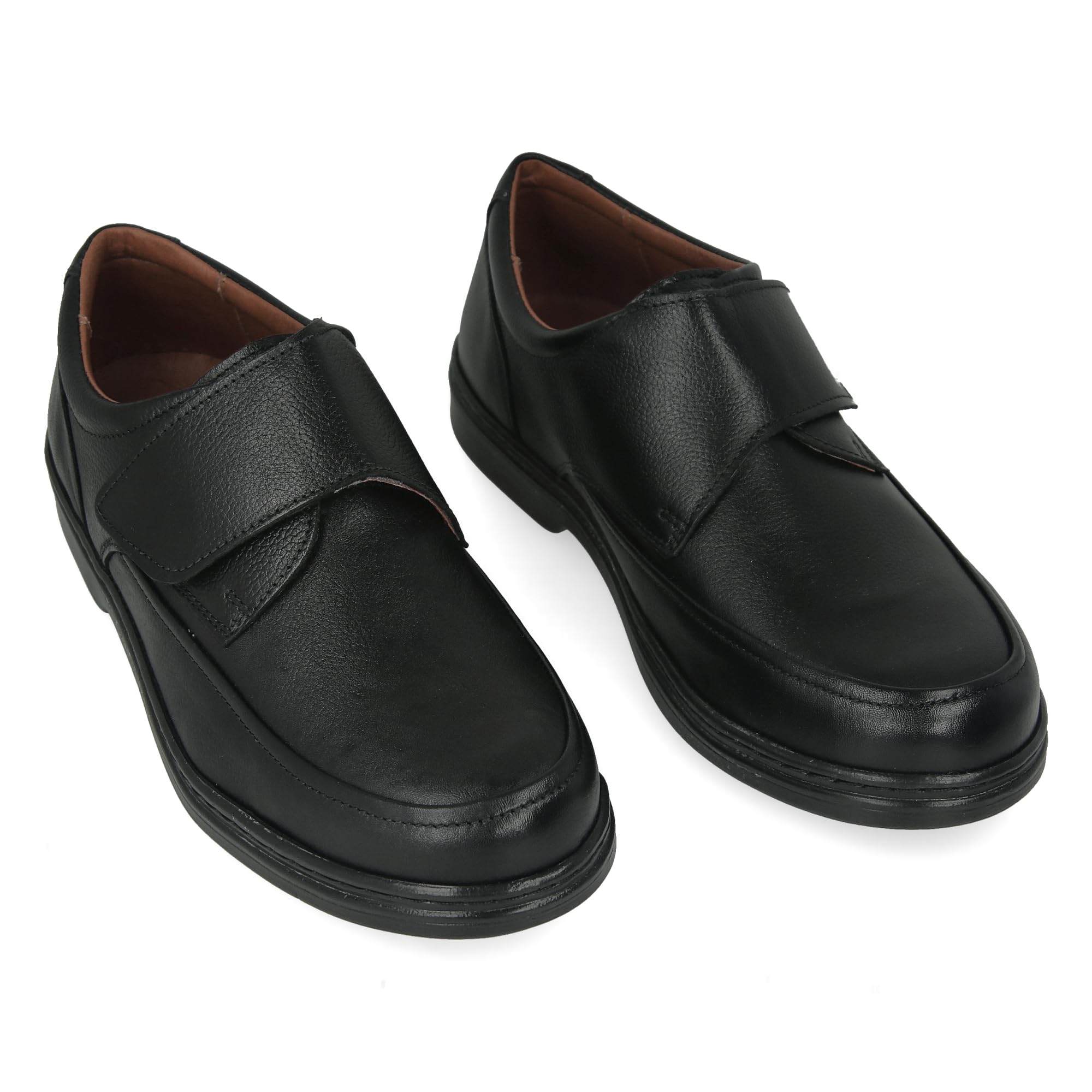 Zapatos de Trabajo, Uniforme y Hostelería de Piel para Hombre. Acolchados. Suela de Goma. Ideal Camareros, Uniformes. con/Sin Cordones y Cierre de Contacto