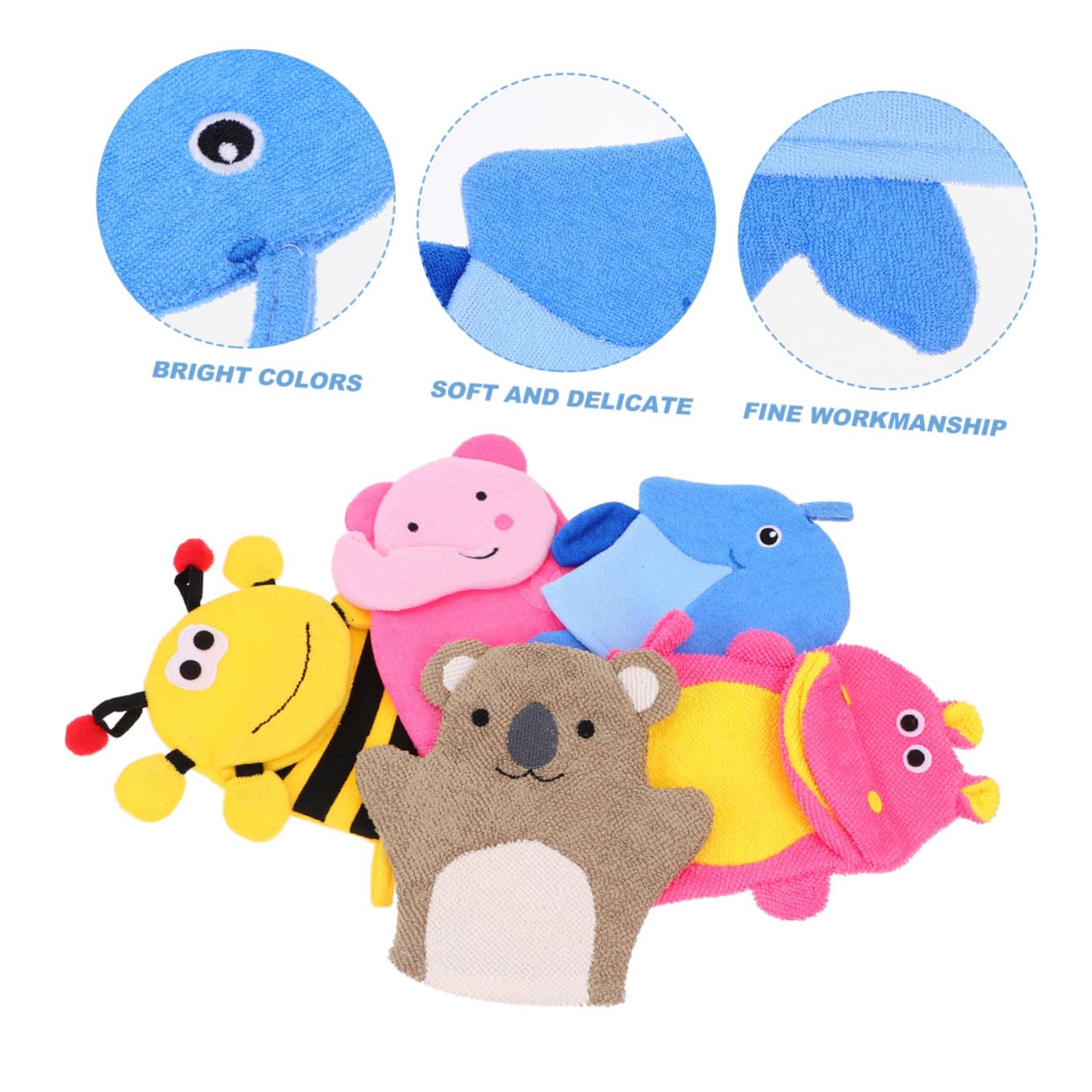 Guantes de Baño Exfoliantes Infantiles 5 Piezas de Fibra