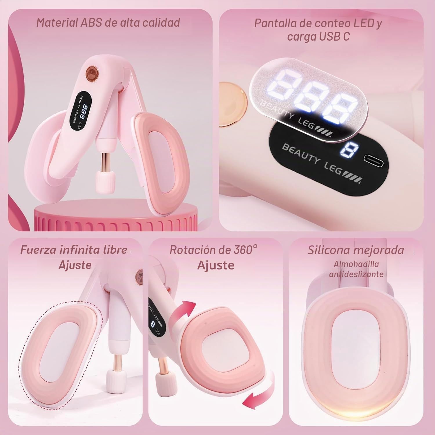 Ejercitador de Muslos y Suelo Pélvico para Mujeres Máquina de Ejercicio Interno de Piernas con Contador Digital Kegel Trainer Tonificador de Glúteos y Musculatura Abdominal para Casa