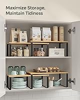 Vista 29 de SONGMICS Cabinet Organizer Shelf, Set of 4 Kitchen Counter Shelves, Kitchen Storage, Spice Rack, Stackable, Expandable, Metal and Engineered Wood