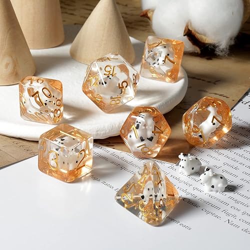 Miniatura 219 de DNDND - Juego de dados DND de resina de 7 piezas con bolsa de terciopelo para juegos de rol D&D y juegos de mesa