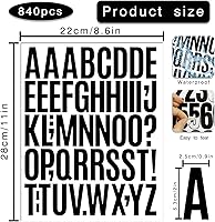 Vista 2 de 840 piezas de 16 hojas de calcomanías de letras grandes de 2 pulgadas, calcomanías de vinilo autoadhesivas impermeables para números, adecuadas