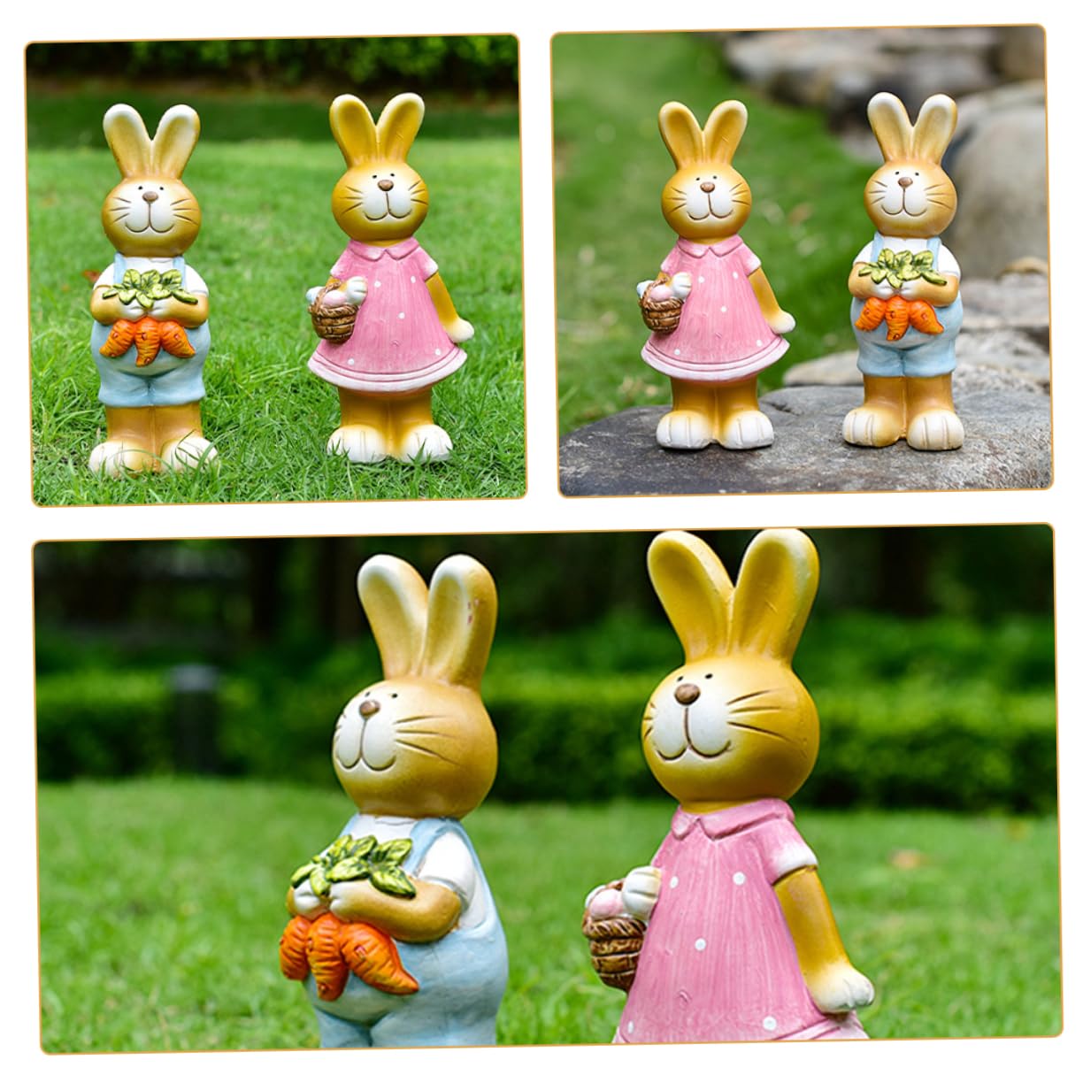 OUNONA 2pièces Statue De Lapin De Jardin Figurine Animal Décorative pour Cour Et Jardin Petite Statue De Lapin pour Micro-Paysage