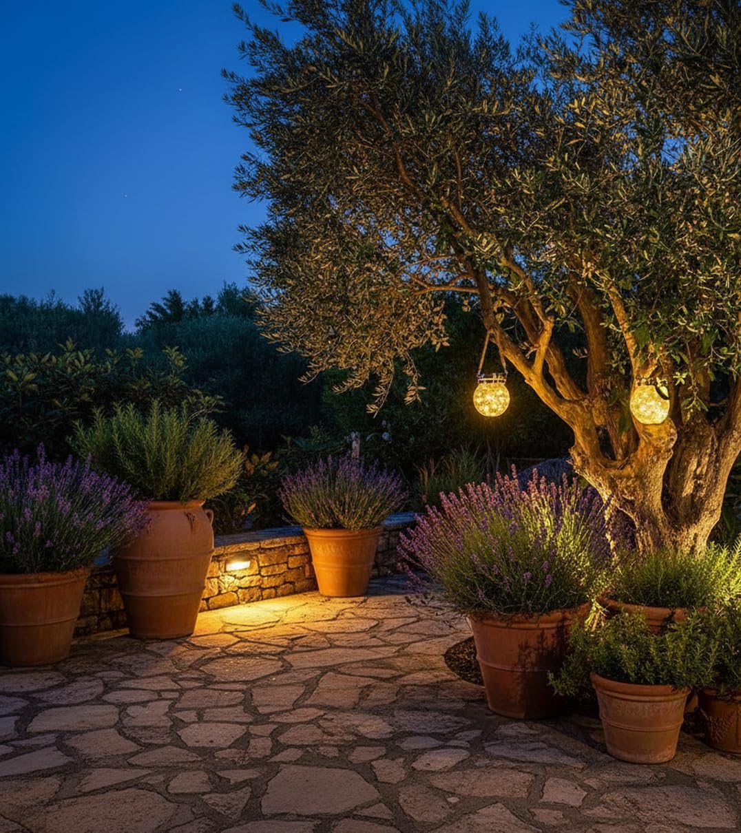 BEL AIR HOME - Lot de 2 Suspensions Solaires LED en Verre 3000K IP65 - Éclairage Extérieur Automatique 8-12h - Déco Élégante pour Jardin, Patio - 30 LEDs Chaudes, Verre