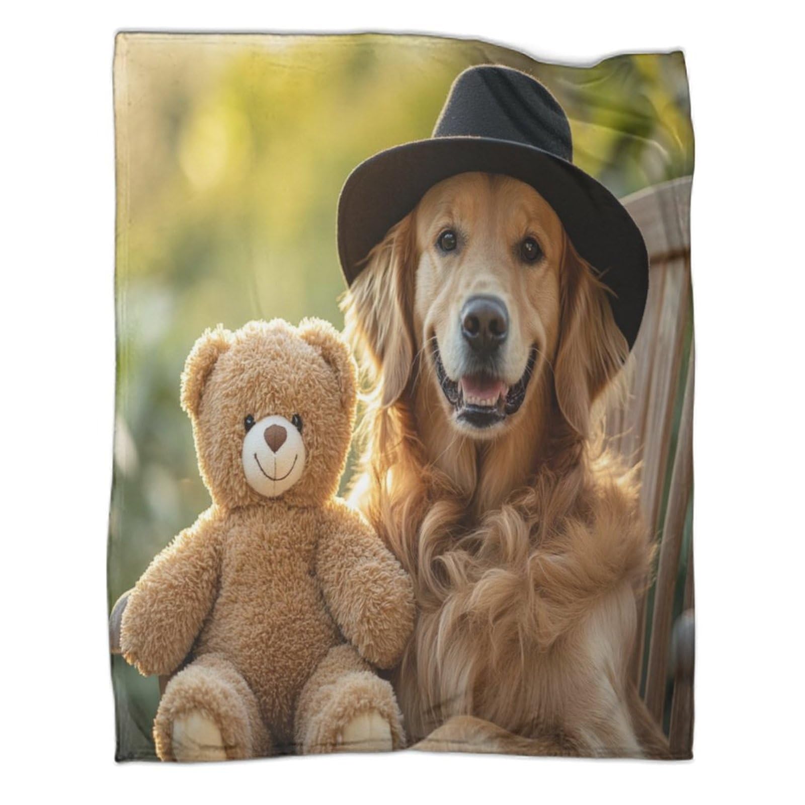 Couverture Flanelle Golden Retriever jeté de lit premium doux et respirant pour adulte