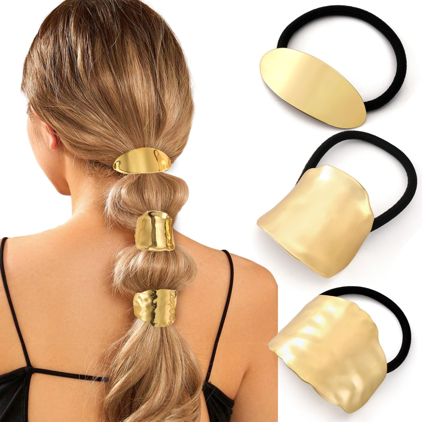New Metal Gold Knot Hair Tie J&D Trendy Stainless Steel 18K Gold Hair Ties for Women main image 4