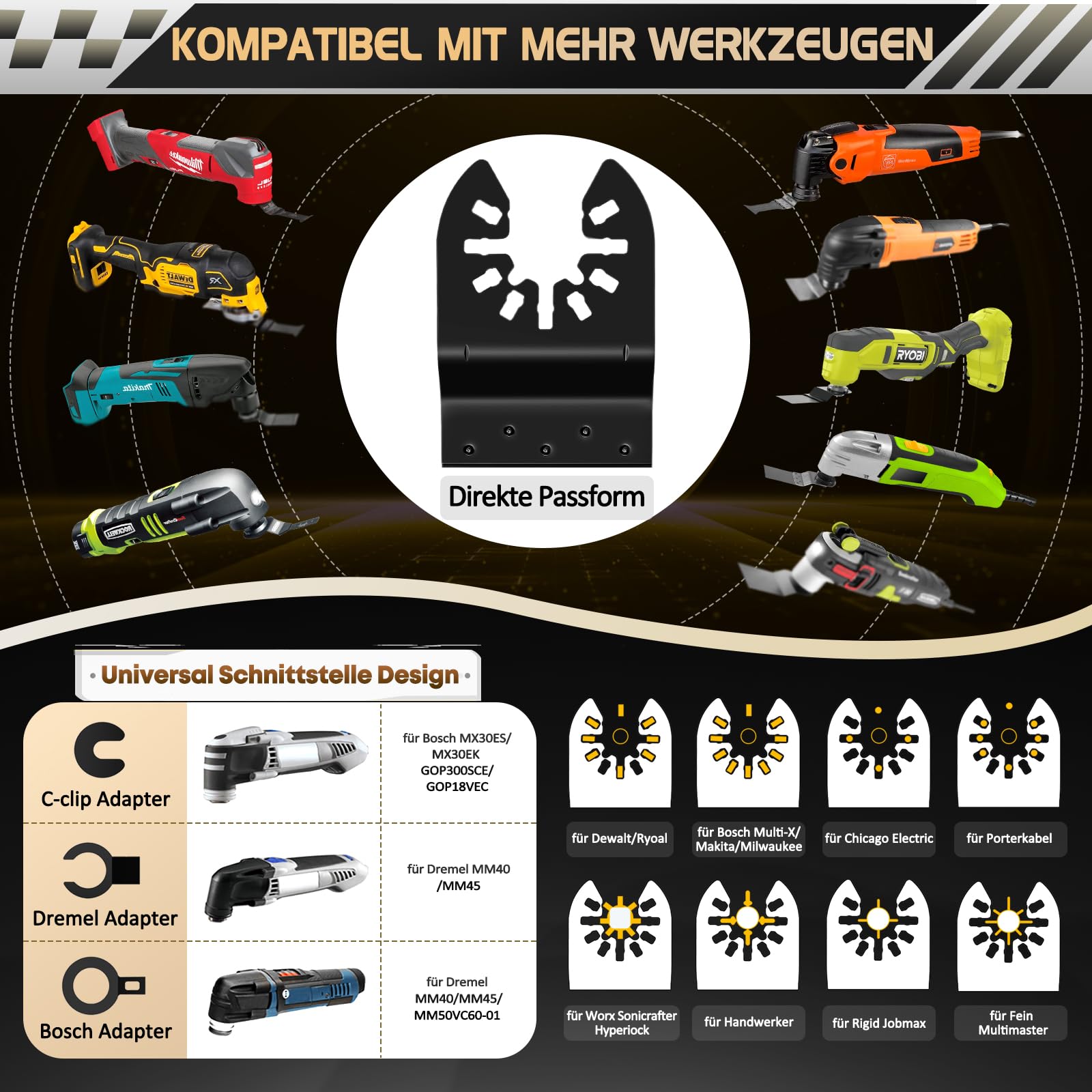 Juego de 31 hojas de sierra multiherramienta de madera, plástico, metal, accesorios múltiples, juego de hojas de sierra oscilante, compatible con Ryobi Milwaukee Bosch Dremel Dewalt Rockwell