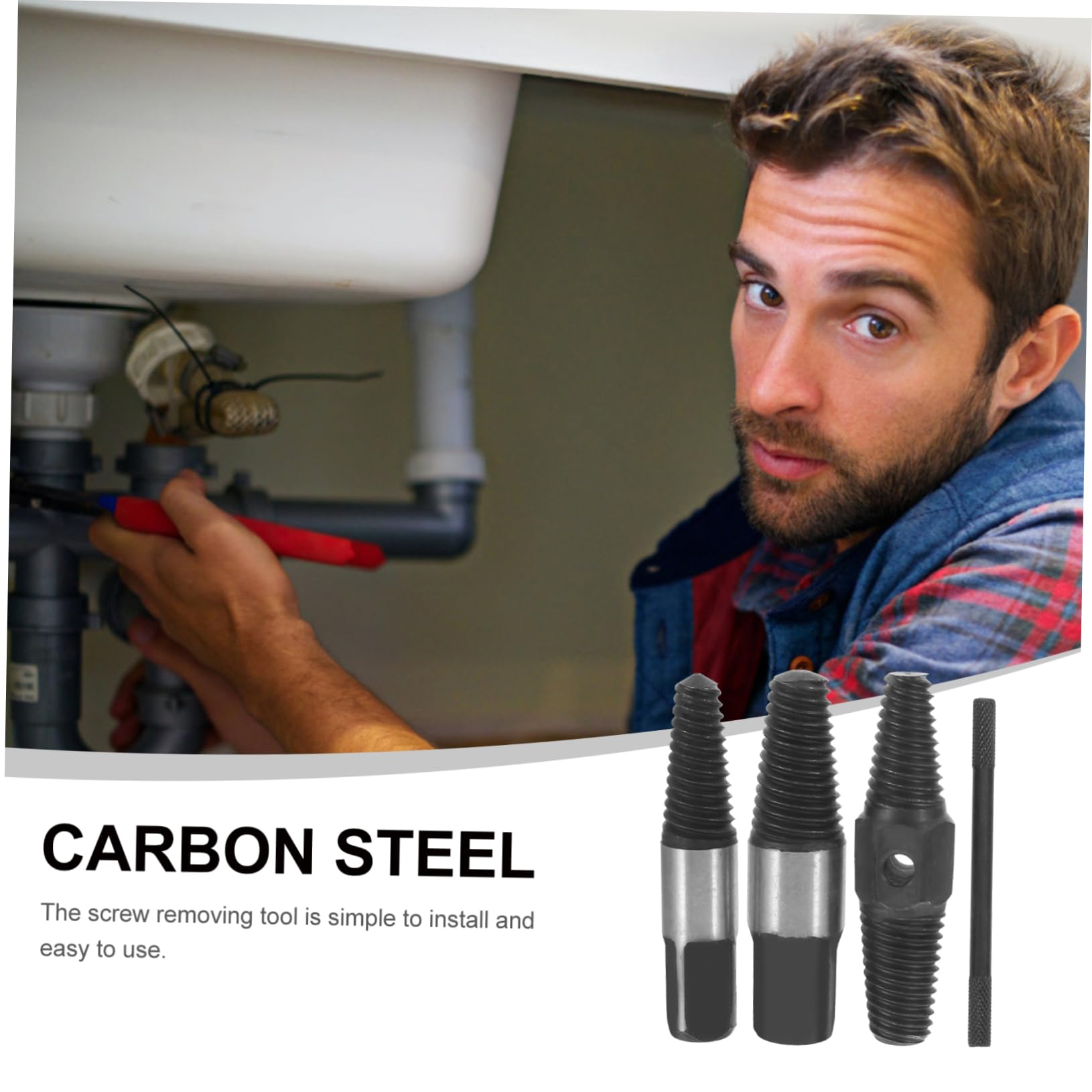 SEWOART 4-piece Metal Screw Remover Set Broken Wire Extractor Metal Broken Bolt Remover