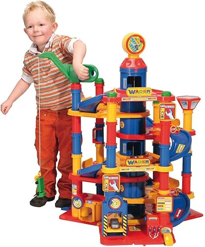 Wader Park Tower Toy Car Garage Play Set con 5 coches 7 pisos fabricados en Europa juego de juguete grande para niños 3