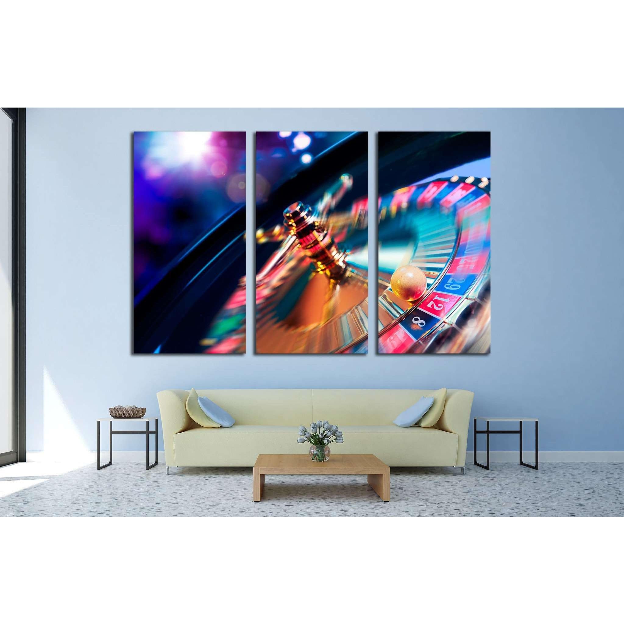 Casino Roulette Toile Triptyque Déco Murale ZELLART Grand Format