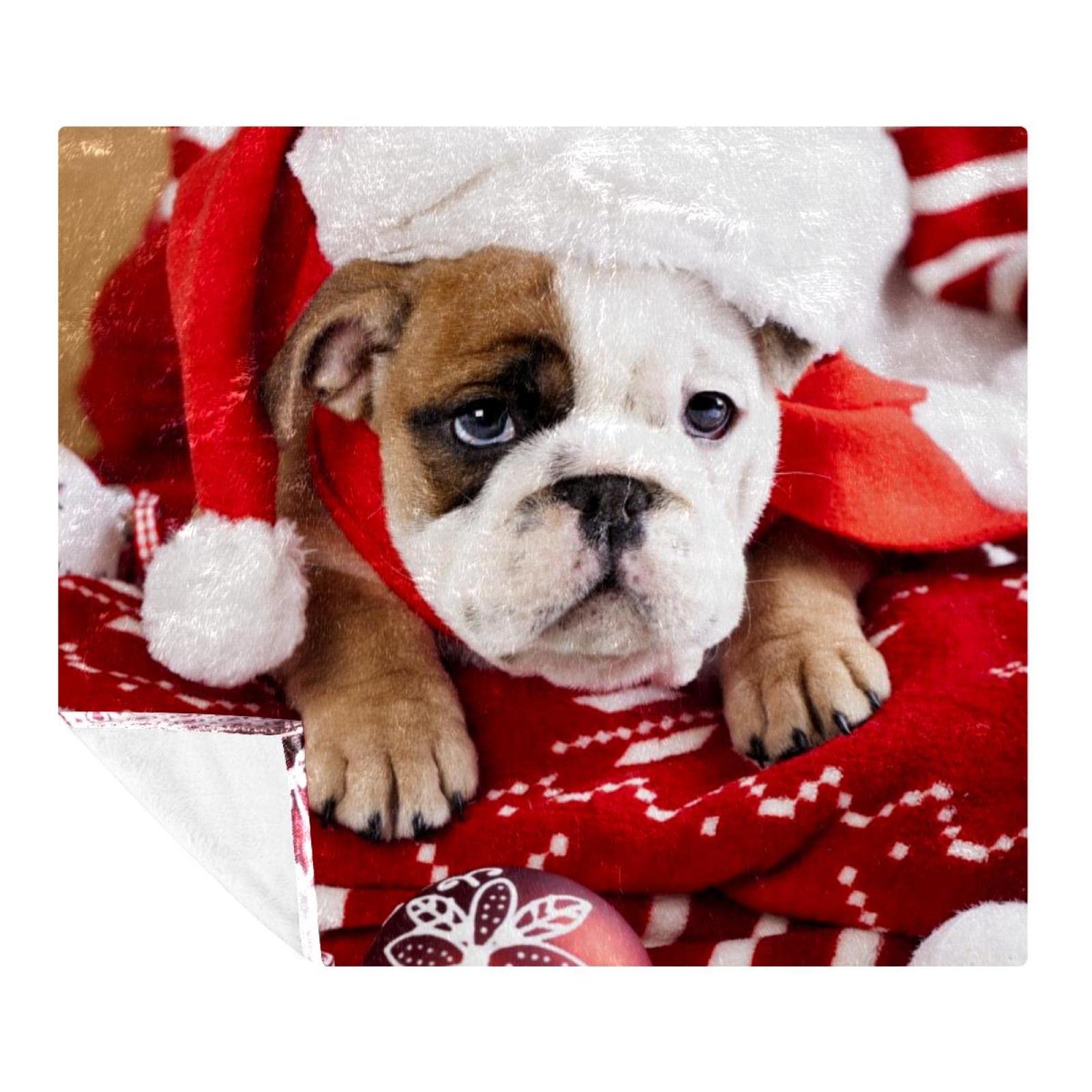 Plaid chiot de Noël couverture douce pour cocooning sur canapé et soirées d'hiver