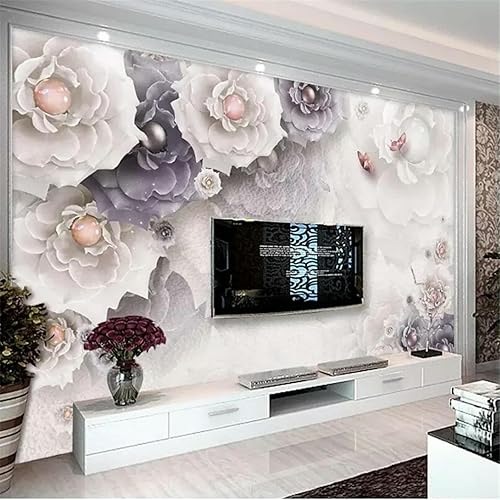 Miniatura 2 de ETOHFA Custom Wallpaper 3D Rose Jewelry TV Background Wall Living Room Bedroom Hotel Decoration Wallpaper Papel de pared