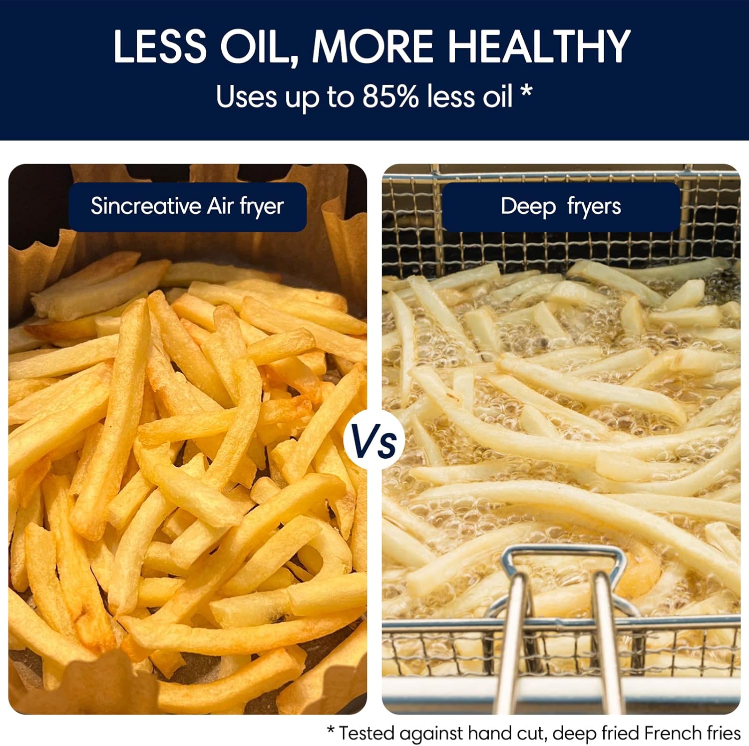Comparison of air-fried French fries versus deep-fried French fries.