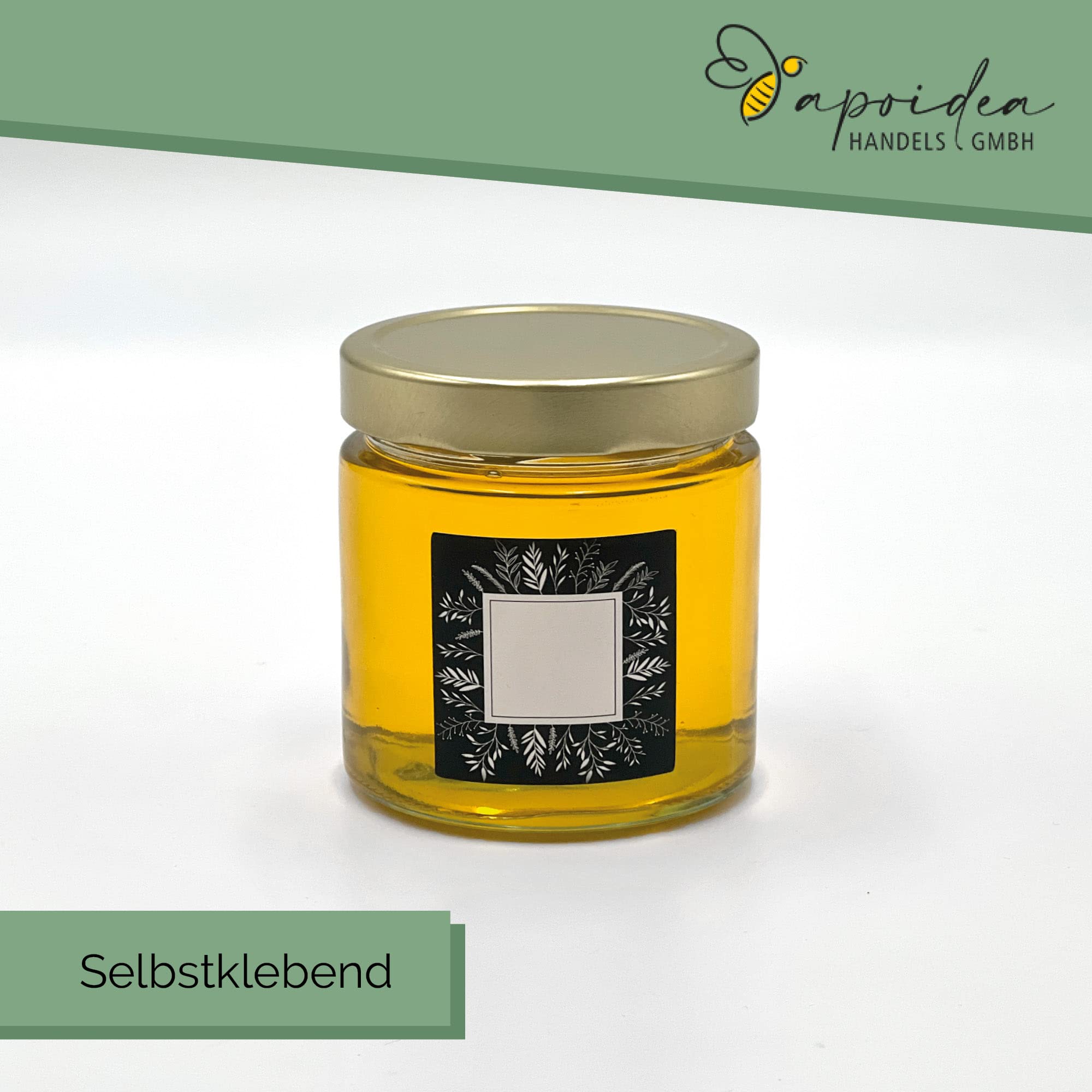 Apoidea - Etiketten selbstklebend zum Beschriften 300 Stück/Etiketten für Einmachgläser/Etiketten Marmelade ablösbar/Etiketten Handmade/Etiketten für Gläser – Motiv Blanko schwarz