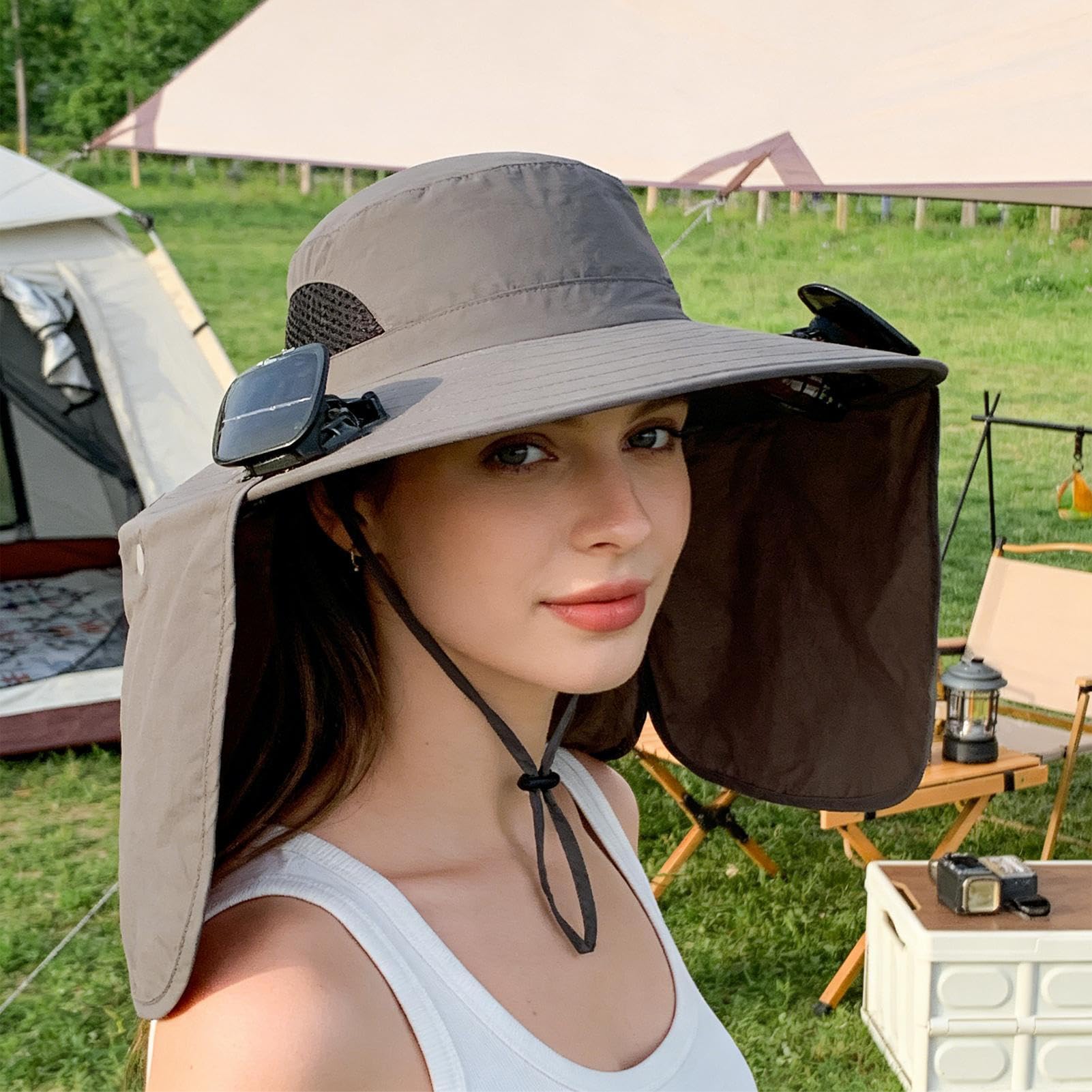 Gorra con Ventilador,Protección UV y Tejido Transpirable - Sombreros Plegables para Hombre con 2 Ventiladores Solares,para Hombre Jardinería Senderismo Viajes Playa Aire Libre