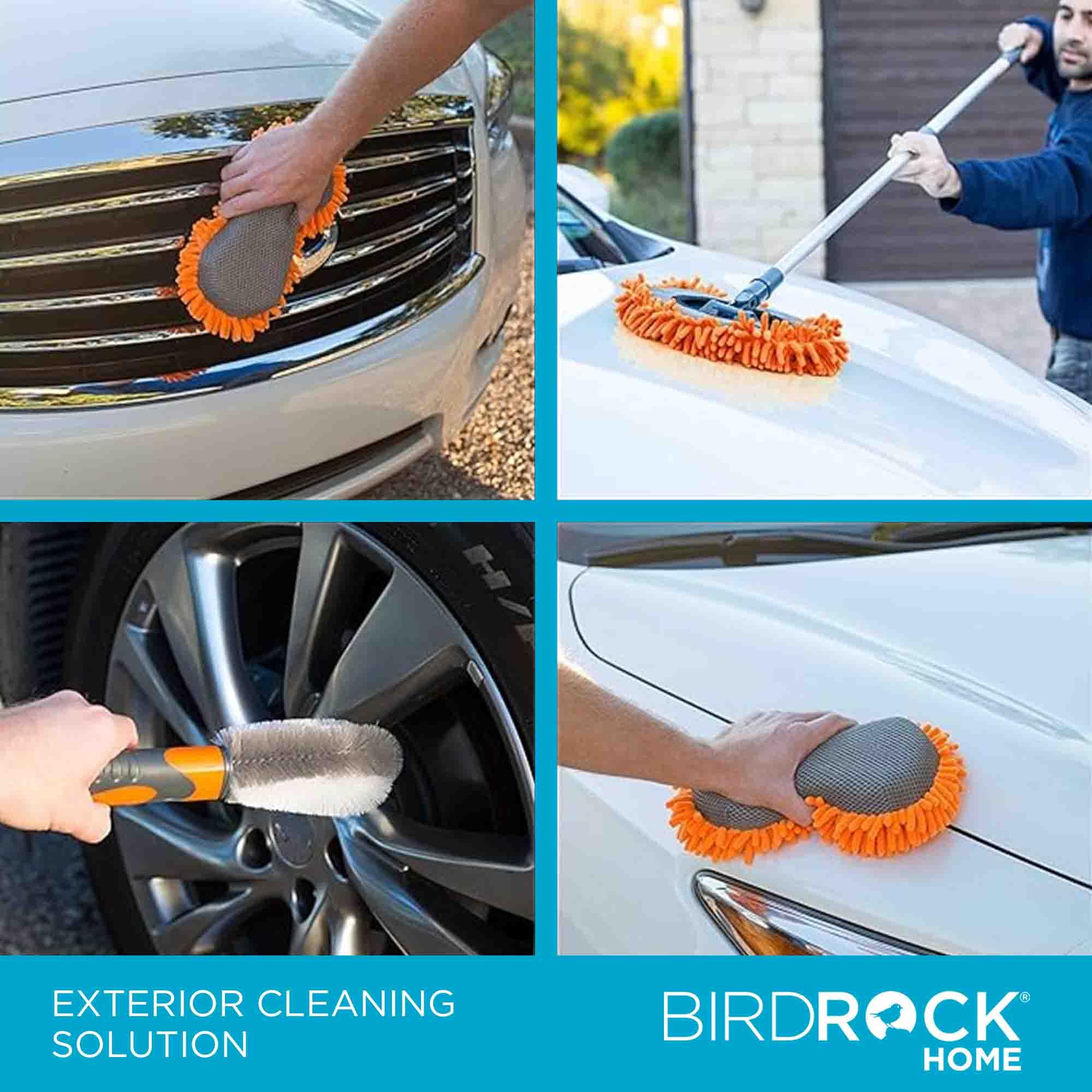 BirdRock Home Car Wash and Detailing Kit | Includes 6 pcs | Exterior and Interior Cleaning | Wheel Brush | Sponge | Duster | Extendable Cleaning Tool