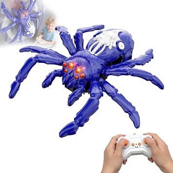 RC Spider Wall Climbing Toy, 360  Rotating Remote Control Spider with LED Eyes, Climbs Walls & Ceilings, for Kids Aged 3+ Years Boys Girls Kids Birthday
