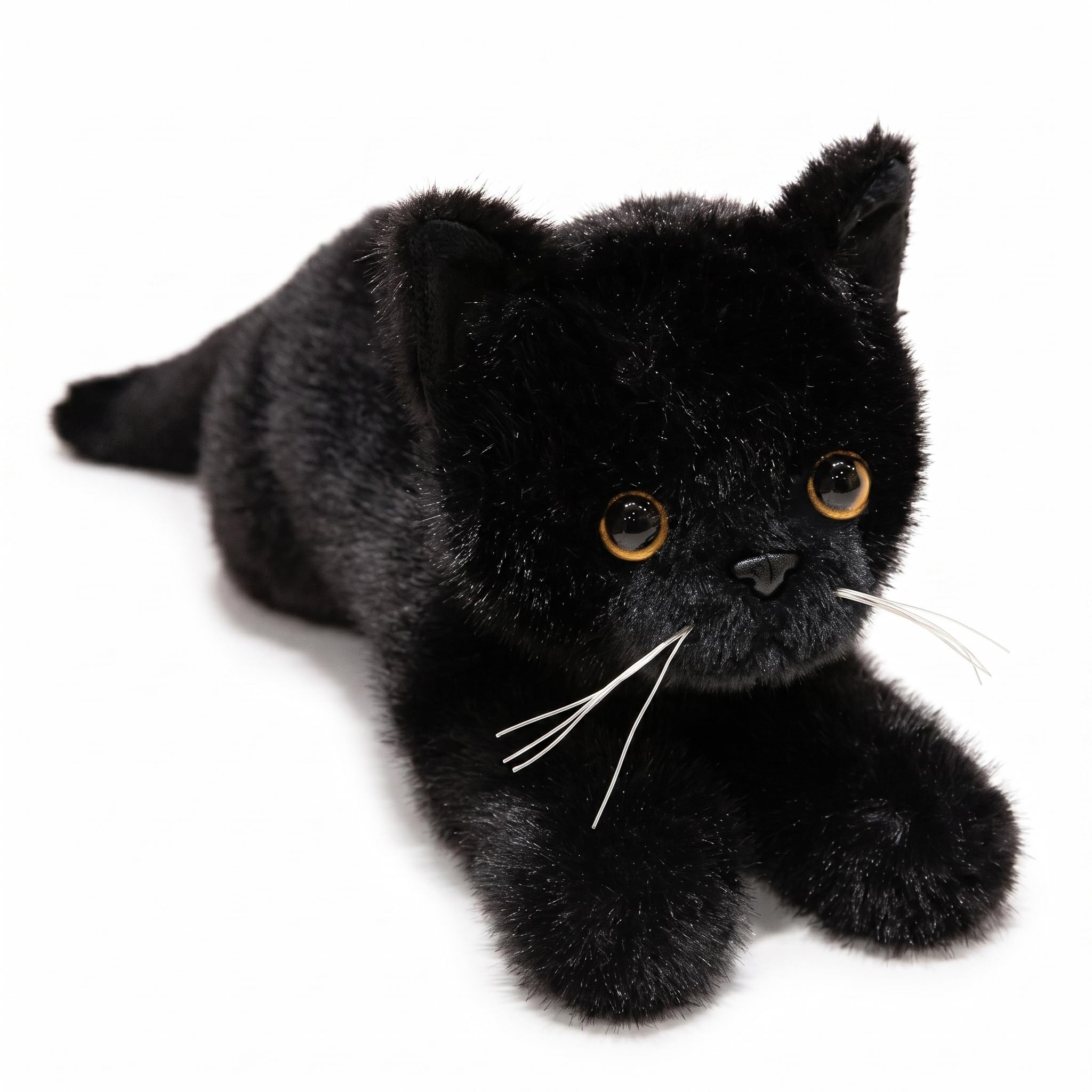 Gatto di pezza Peluche Gattino realistico Peluche Nero, 21, 7 pollici
