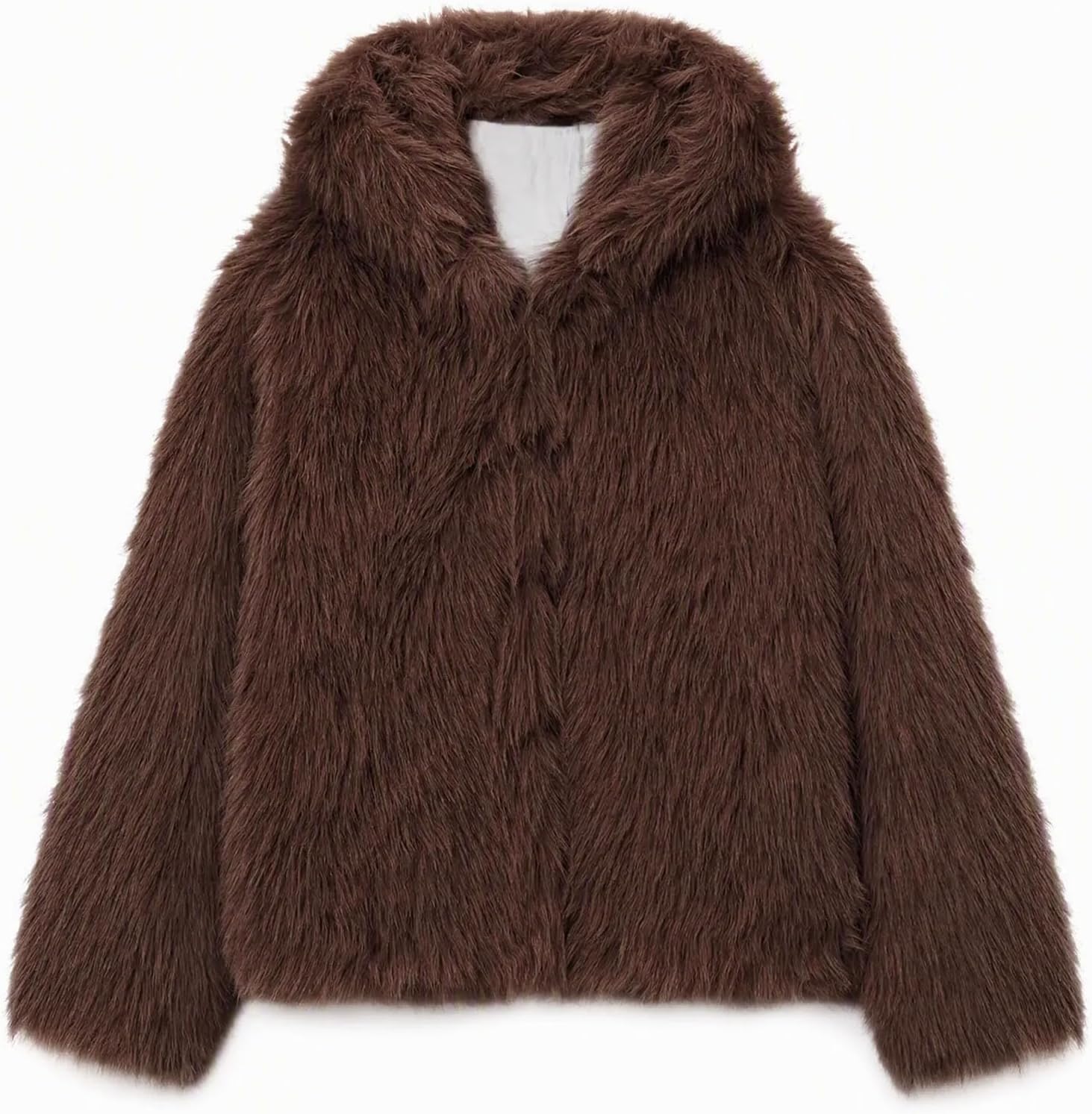 Women's Faux Fur Jacket Hooded Long Sleeve Chic Short Winter Coat