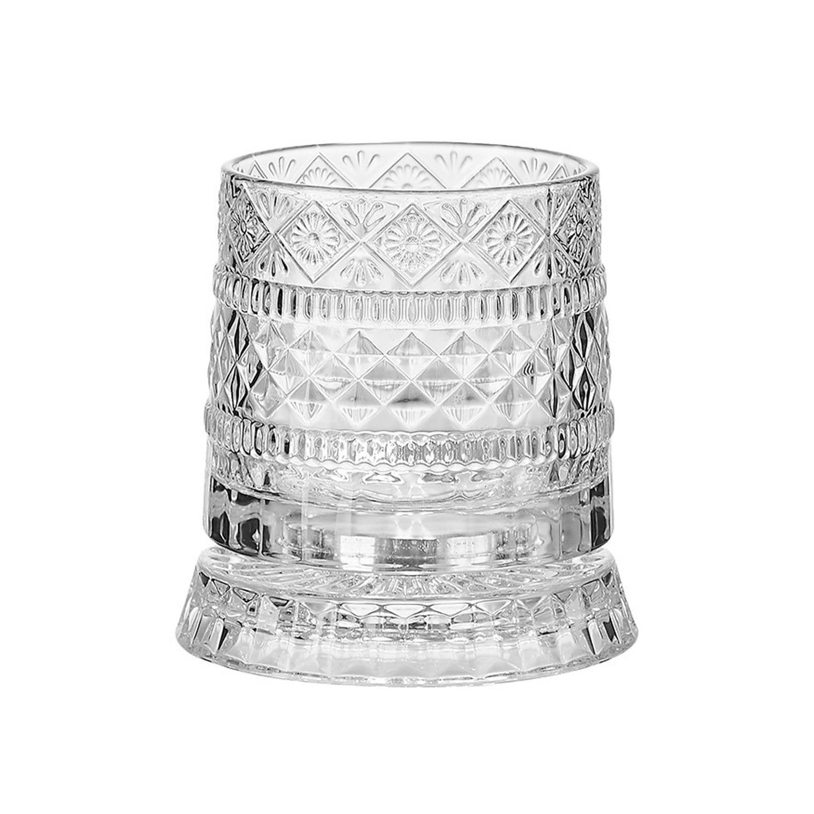 LUCKGONI 360 Degree Rotating Crystal Whiskeys Glass with Base Elegant Beverage Drinking Cup Home Drinkware