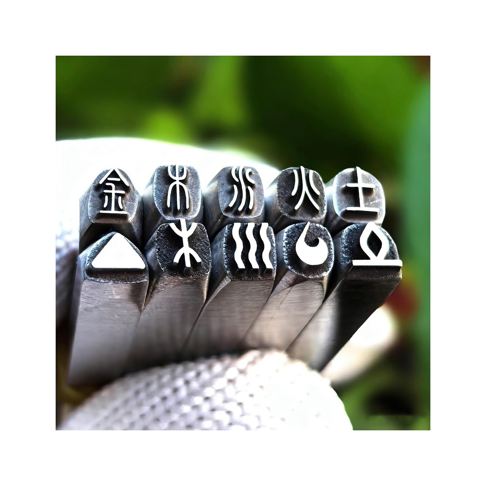 Zestaw Do Tłoczenia Metalu Z Pięcioma Elementami Wzoru 10 Szt. Znaczków Ze Stali Węglowej Do Biżuterii Skóra Drewno DIY Craft Making(0.27 in)
