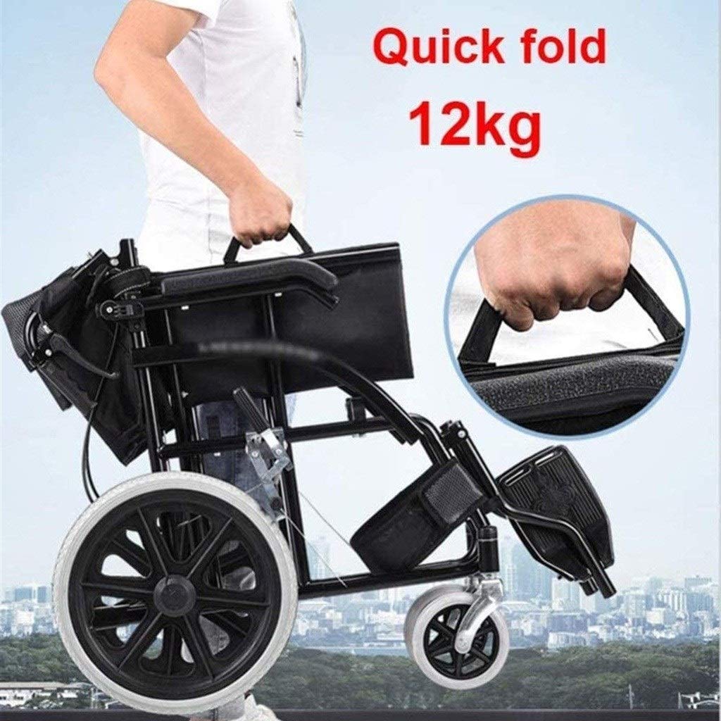 MU Silla de Ruedas Plegable, Camarero Ligero Y Portátil Ajustable Empuje de Los Apoyabrazos de Seguridad Doble Freno Scooter/Inicio