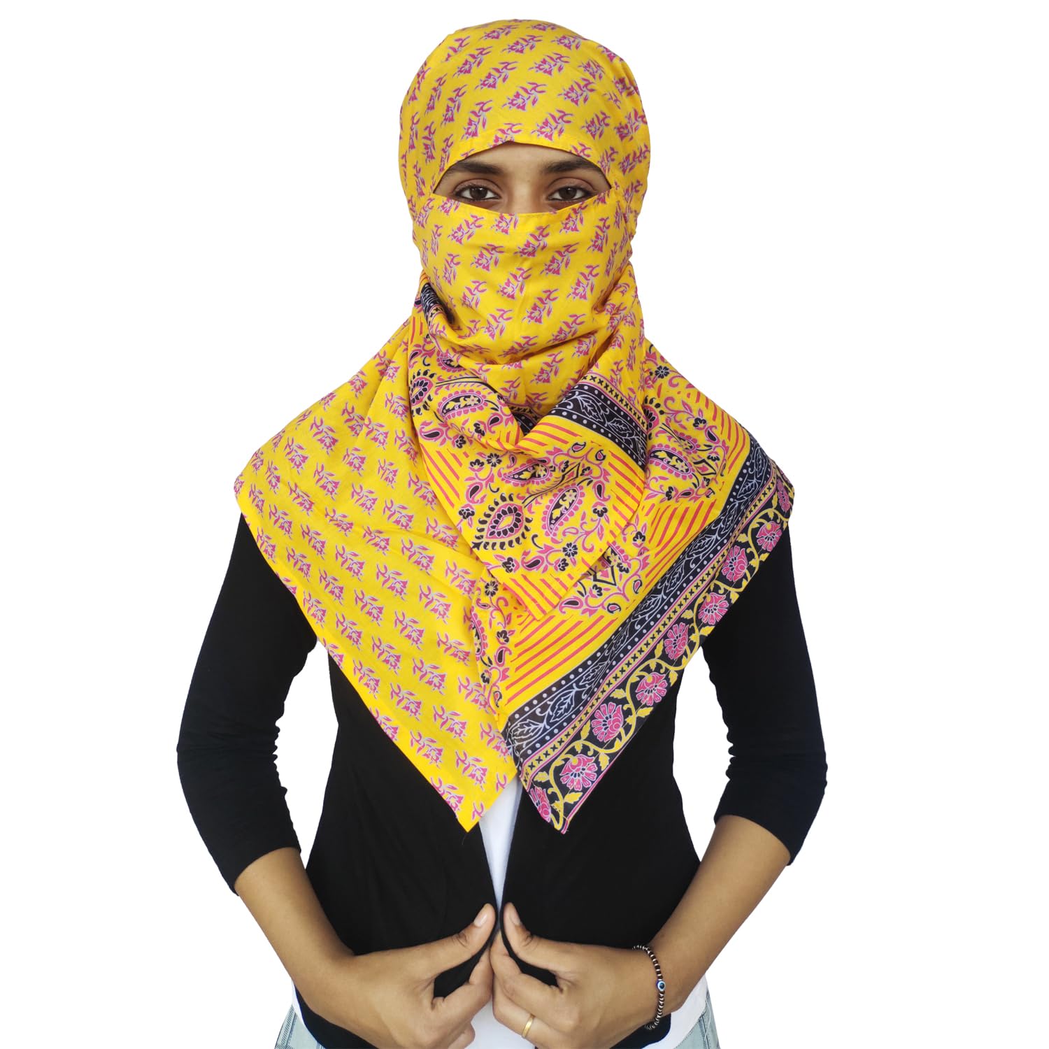 Rayon Anti Pollution Full face Scarf UV Sun Rays Protection Hijab scarf for women - Free Size-image-34