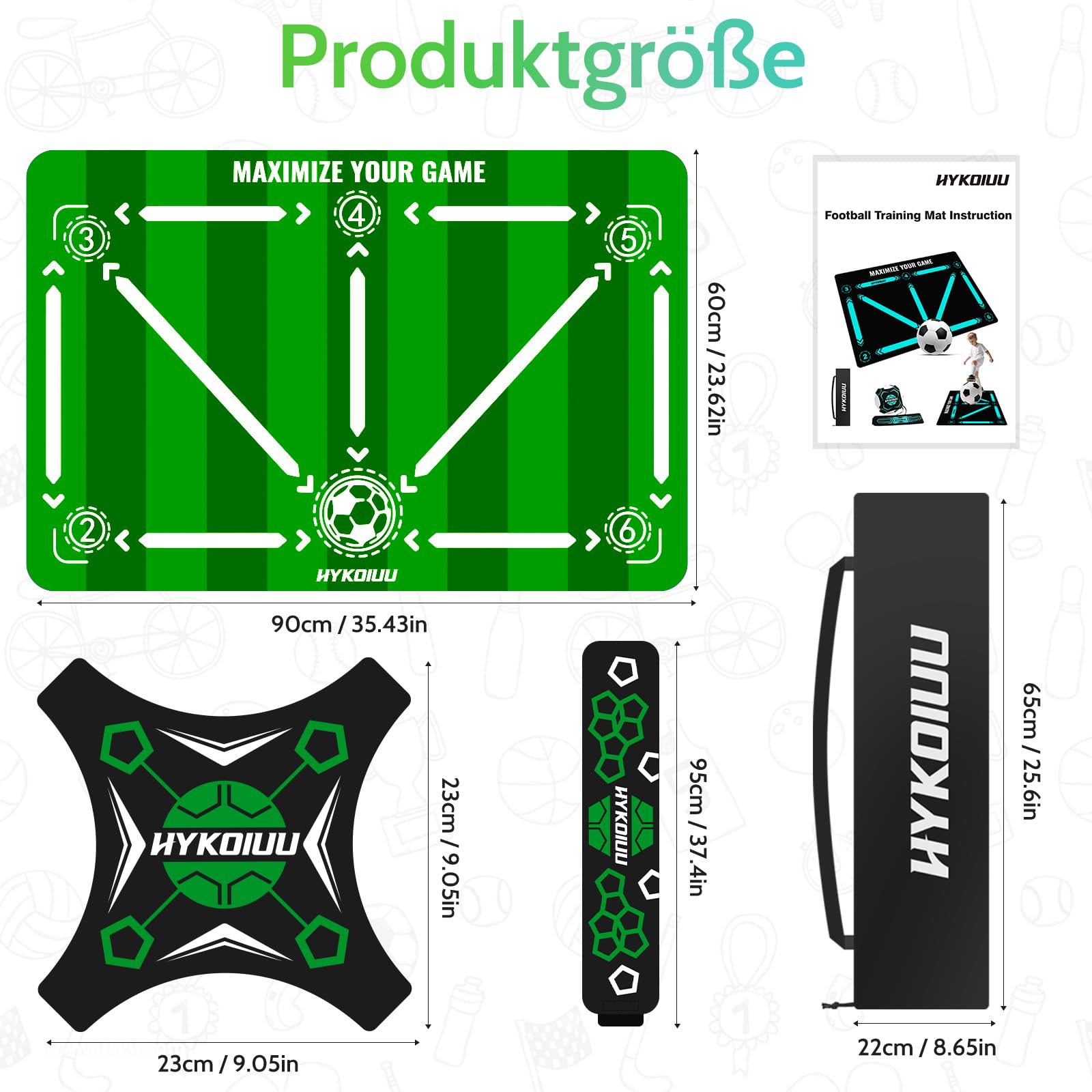 Fussball Matte Mit Fussballtrainer 90x60cm Rutschfest Silent Fussballmatte Training Kinder – Trainingsmatte Für Ballkontrolle & Schritt-übungen Stoßdämpfende Fußball Trainingsmatte Trainingszubehör