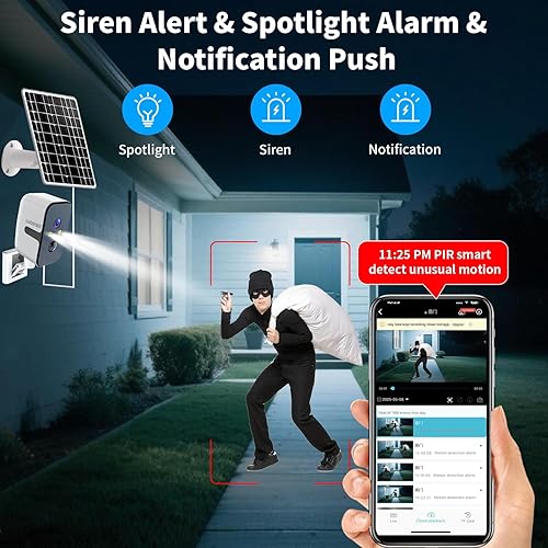 Miniatura 5 de Cámaras WiFi 2.45G para seguridad en el hogar con panel solar, cámara de seguridad magnética de 180 inalámbrica, sin tarifa mensual, detección de