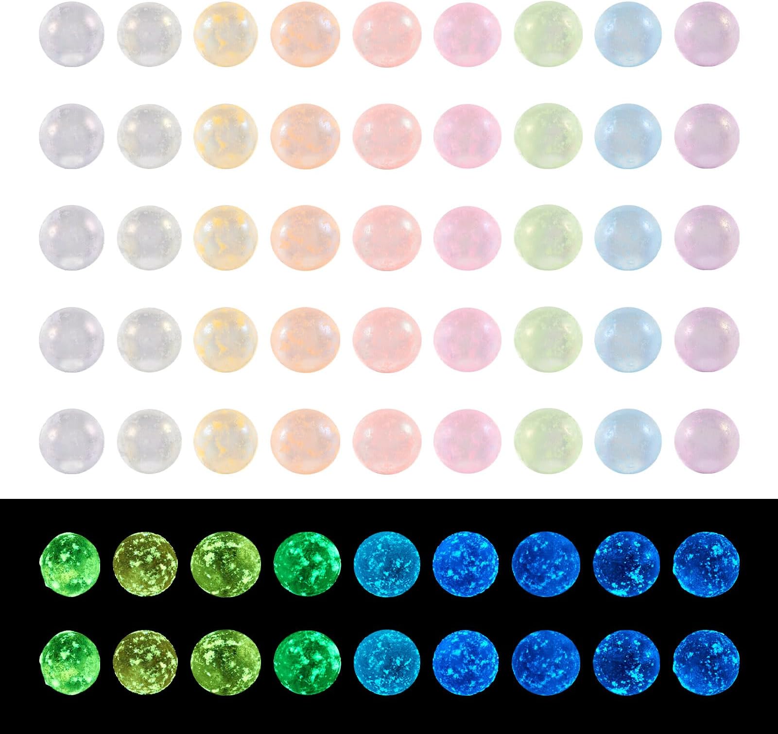 1998Pcs 2-2.5mm Glow in The Dark Glass Beads No Hole Resin Fillers Crystal Mini Beads Kandi Color Changing Beads Tiny Glass Balls for Nail Art Crafts DIY UV Epoxy Resin Vase Fillers