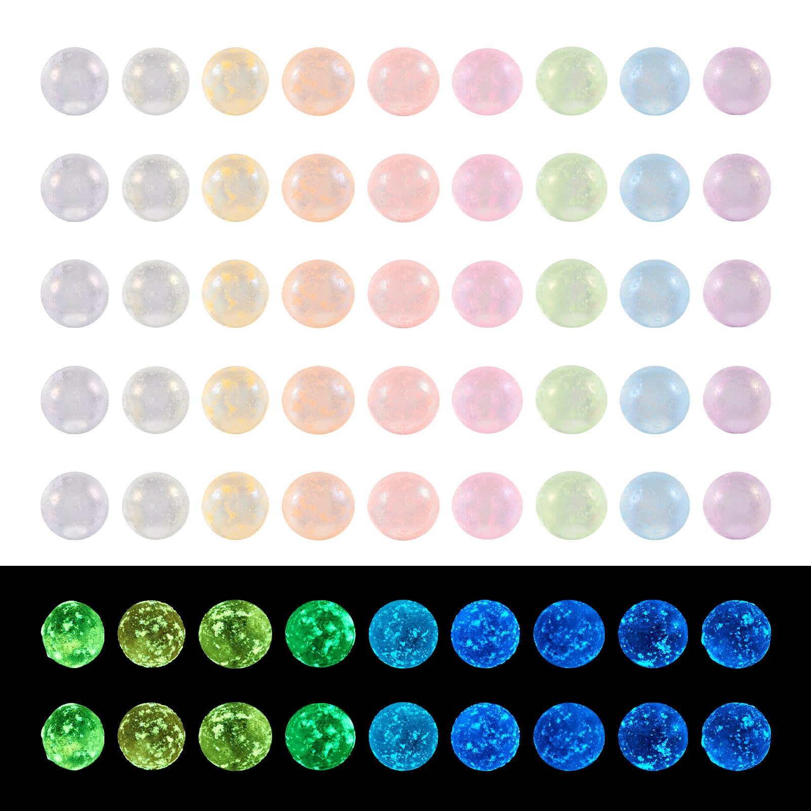 1998Pcs 2-2.5mm Glow in The Dark Glass Beads No Hole Resin Fillers Crystal Mini Beads Kandi Color Changing Beads Tiny Glass Balls for Nail Art Crafts DIY UV Epoxy Resin Vase Fillers