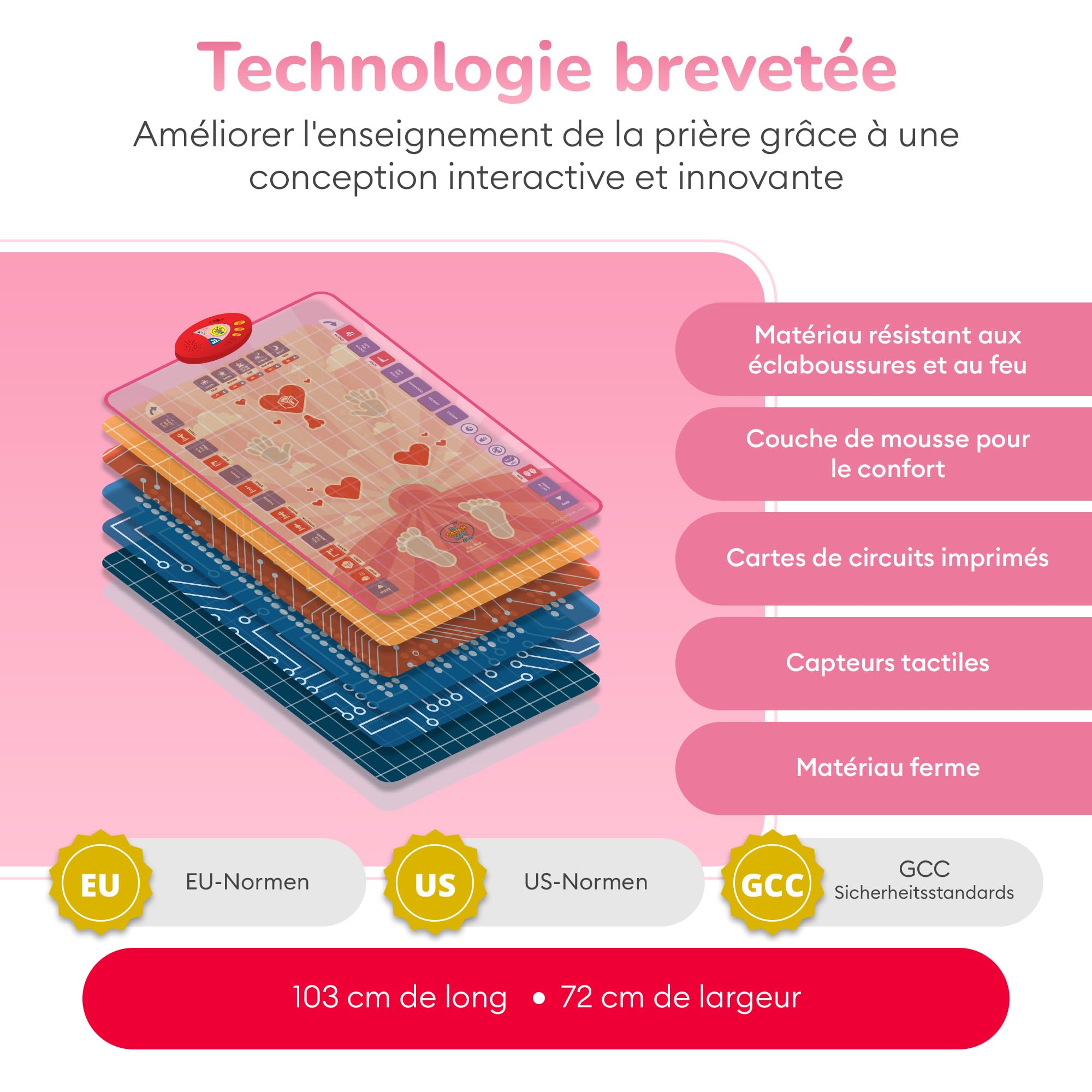 Tapis de prière Musulman Enfant - Tapis de prière Musulman électronique pour Apprendre la Salat - Tapis prière avec 15 Langues et Haut-Parleur - Livres islamiques pour Les 3 à 8 Ans par My Salah Mat