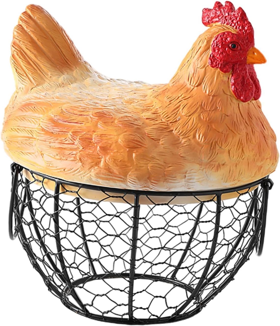 Rustic Egg Basket, Iron Resin, Orange, Rectangular, Modern, Open Top, Lightweight, 20x25cm, Kitchen Storage, Decoration