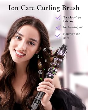 5 in 1 Curling Iron, Curling Wand Set with Thermal Brush, Flat Iron Hair Straightener, Clip