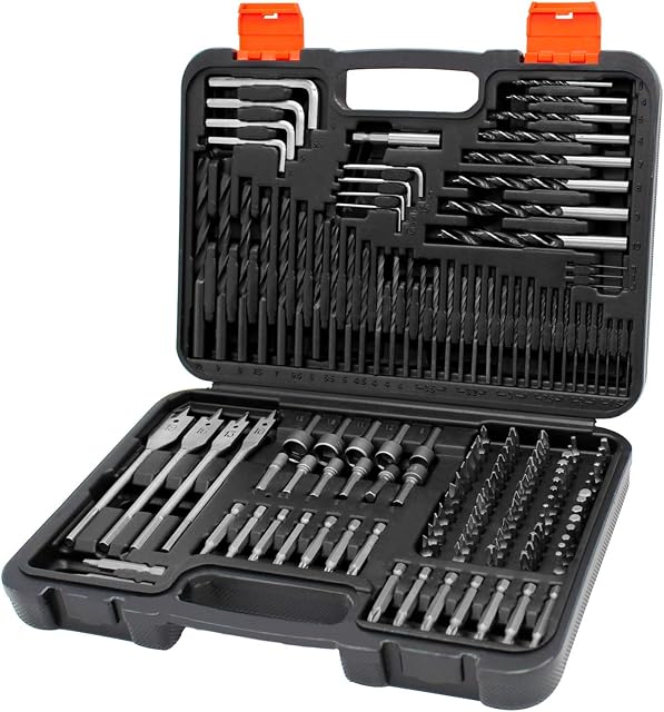 Terratek Combination Drill Bit Set, Includes HSS Titanium Twist Drill bits, Masonry Drill Bits, Wood Drill Bits, Screwdriver Bits & More in Storage Case