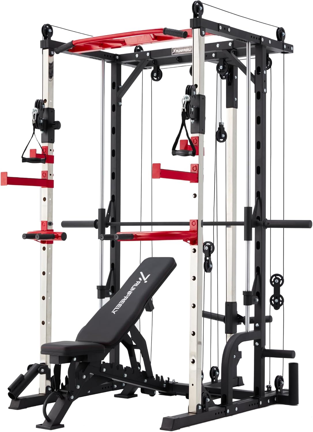 RUNFREELY RUNFREELY Smithe Machine Power Cage – Compact All-in-One Trainer with Cable Crossover