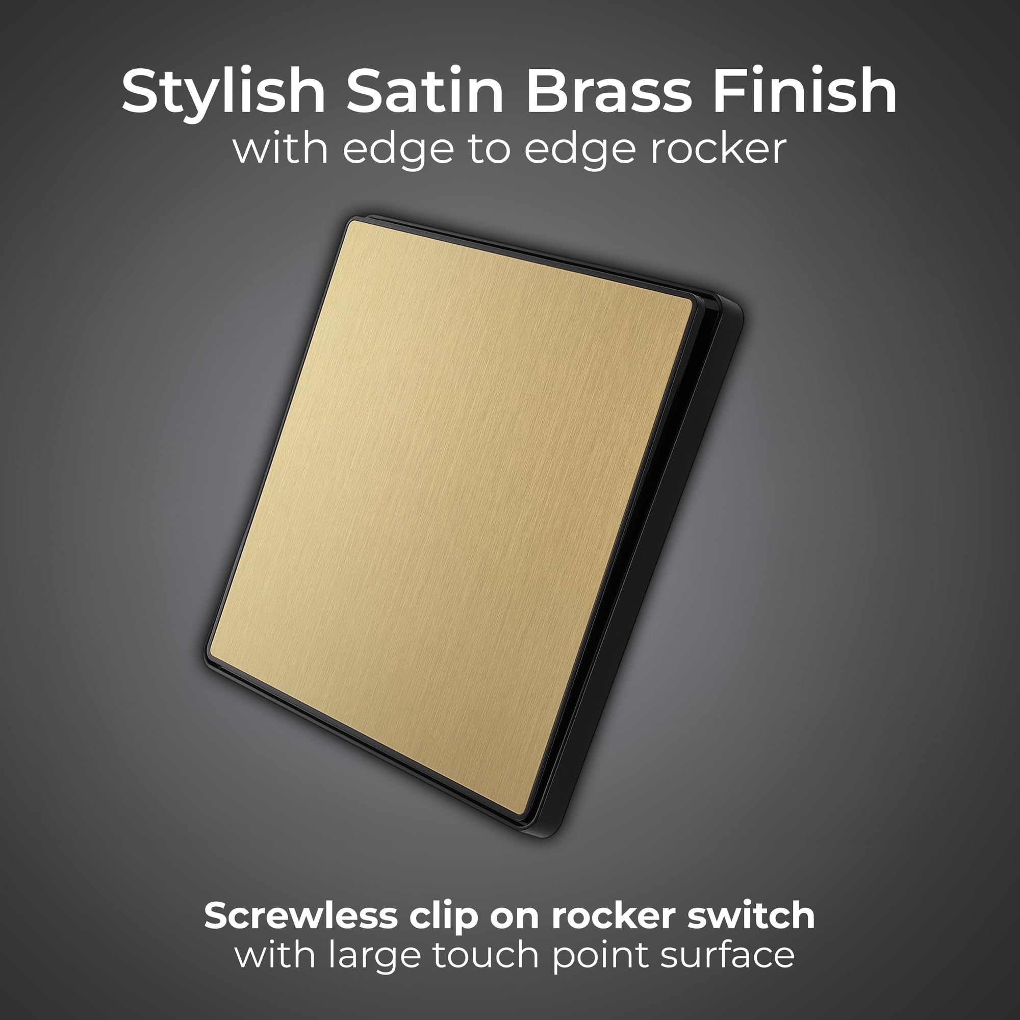 BG Electrical Single Wall Light Switch, 2-Way, Edge-to-Edge Rocker, Screwless Appearance, Round Edges, Evolve, Satin Brass - Image 2