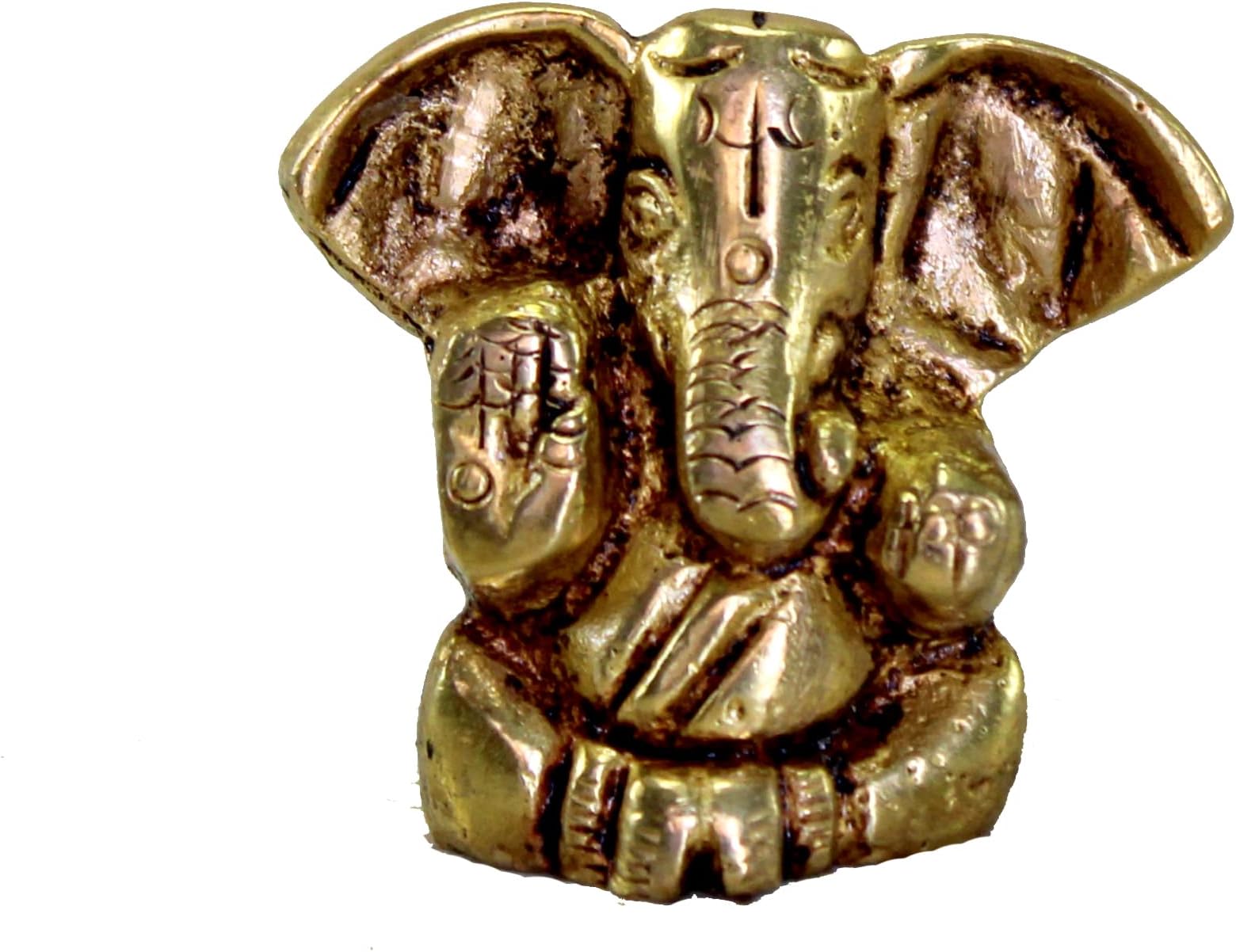 Brass Ganesha Idol for Car Dashboard God Idol - 1.2" Inches Ganesha Murti for Desk Decor, Ganapati Statue, Ganapathi Sculpture | Antique Design