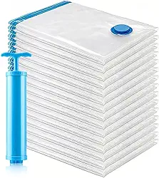 kit 10 sacos a vácuo 50 x 60 cm+ 1 Bomba. Ideal Para Armazenar Edredom, Cobertor, Casaco, Travesseiro, Ocupando Pouco Espaço. Super Resistente. Qualidade Premium - Marca: AMOREJA