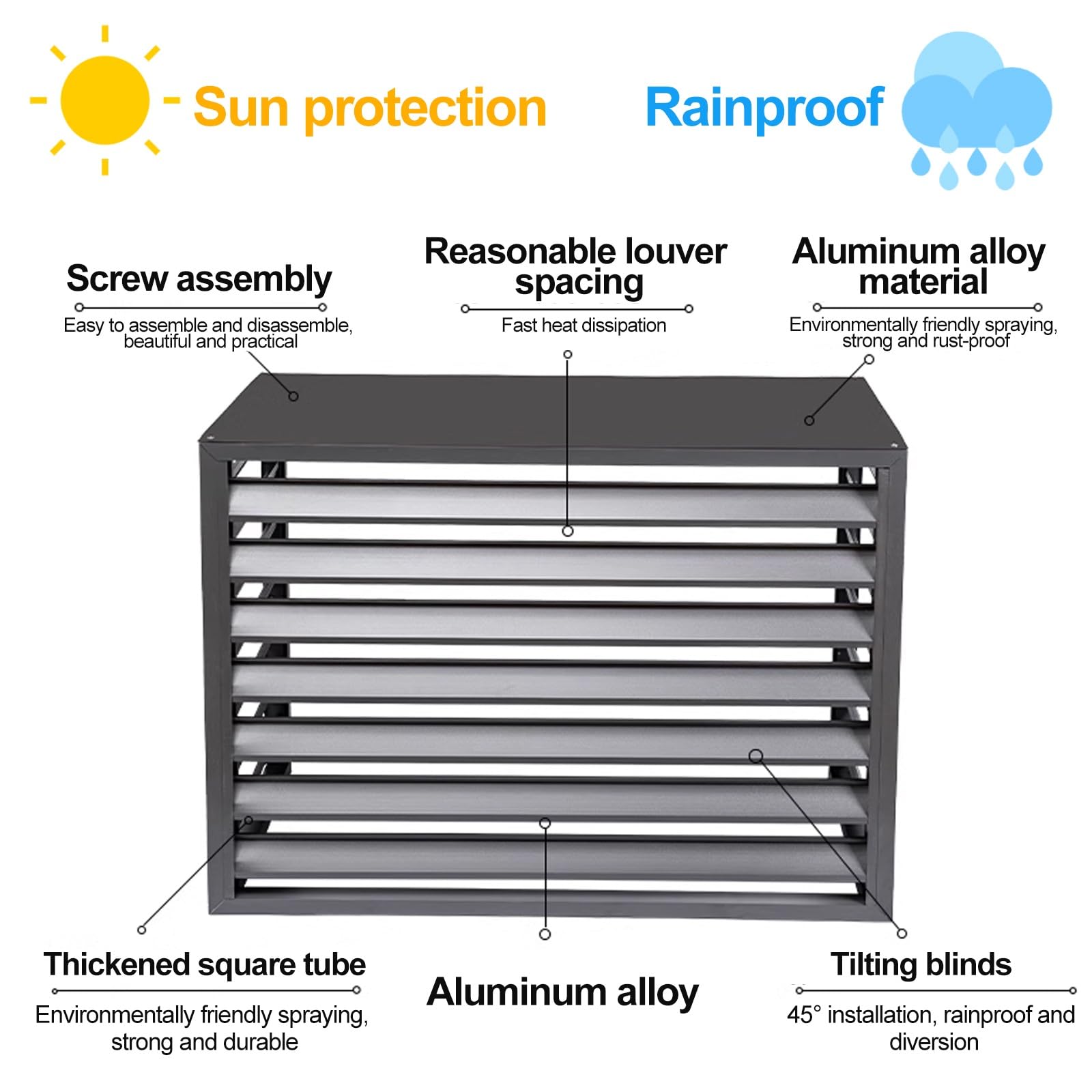 Funda Aire Acondicionado Exterior de Aluminio con Cubierta Superior, Protector Aire Acondicionado Exterior, Contraventanas para Estantes de Flores, para Protección Exterior para Ocultar el Aire Acondi