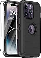 Vista 11 de Annymall Funda para iPhone 14 Pro con 2 protectores de pantalla, resistente protección contra caídas a prueba de golpes, cuerpo completo, 3 capas