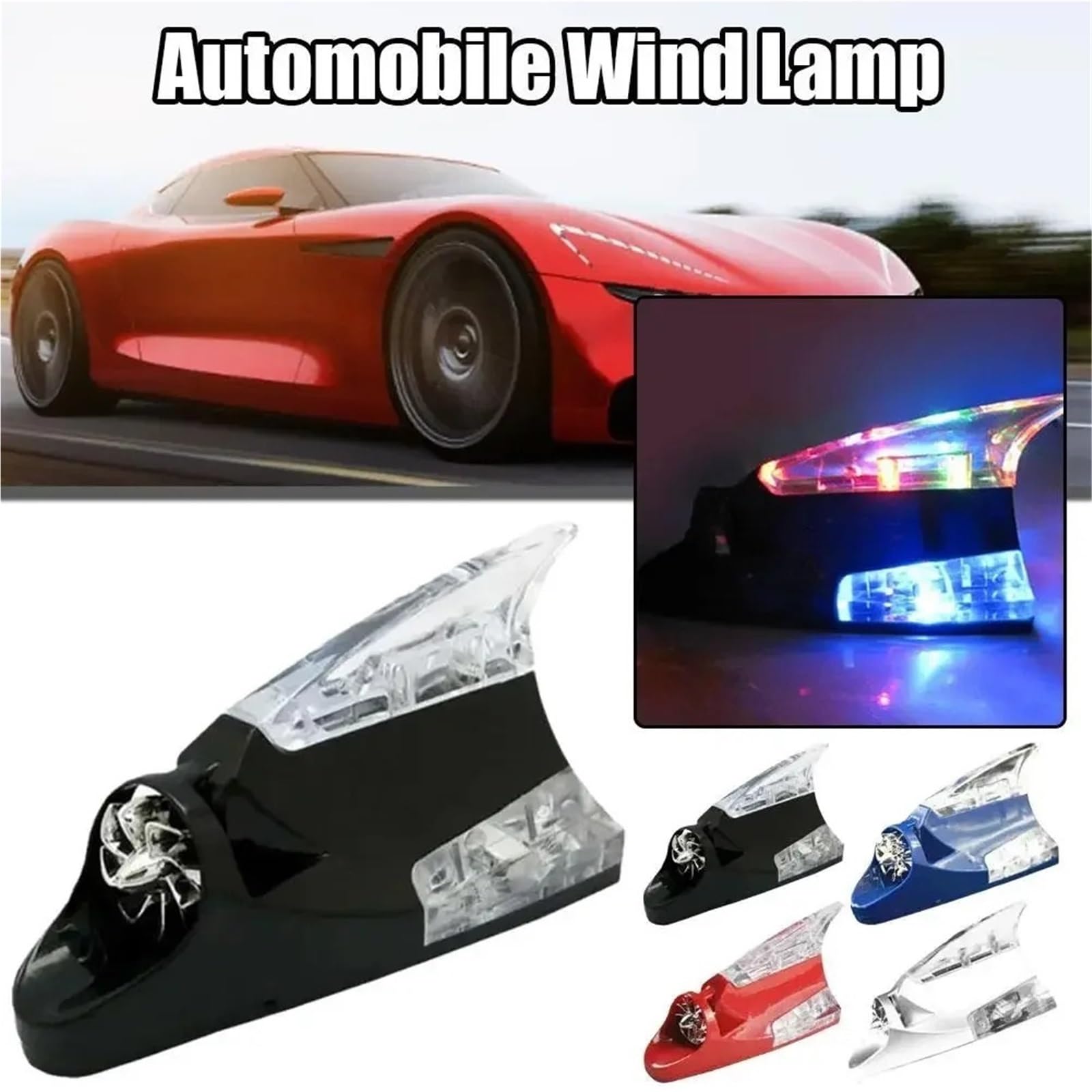 Antenas para vehículos 1 Unidad de Antena Decorativa para Coche con Forma Aleta tiburón, luz Viento para modificación Techo, Accesorios cableado para Luces Decorativas Antena Radio Coche(White)