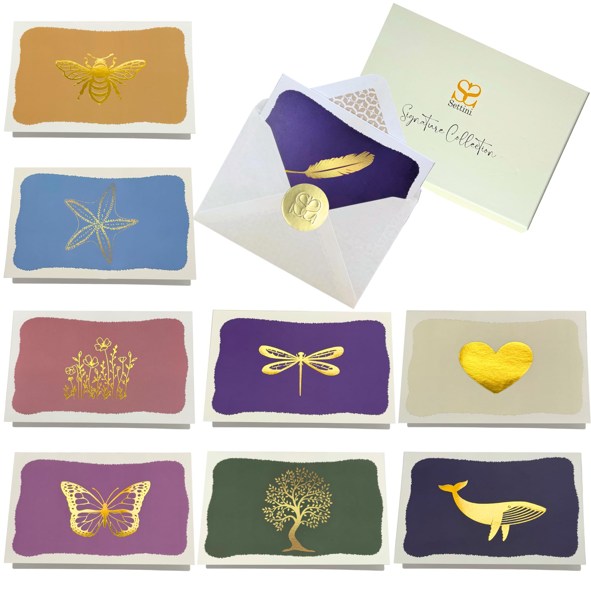 SETTINI Blank Note Cards,18 Pack All Occasion Assorted Greeting Cards, 9 Gold Foil Designs with Stickers and Envelopes 15 x 10 cm. For Thank You, Birthday and Mother's Day Messages โ image 1